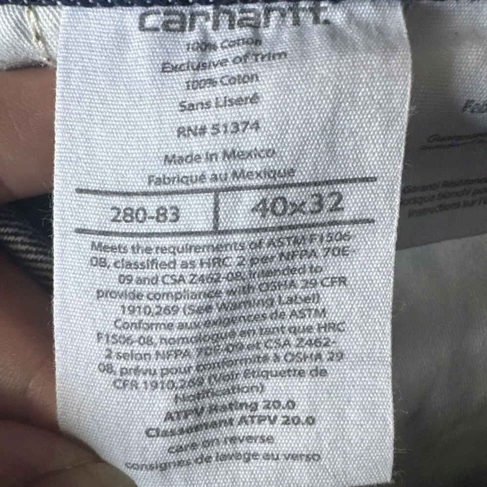 Carhartt FR Jeans Men 40x32 Flame Resistant Dark Wash Denim Work Pants NFPA 2112